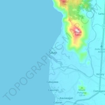 Tubay topographic map, elevation, terrain
