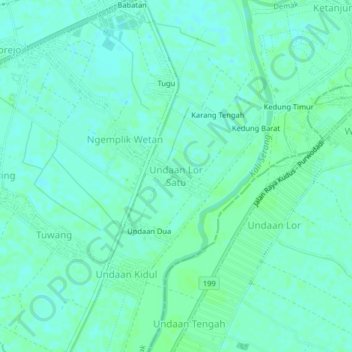 Undaan Lor Satu topographic map, elevation, terrain