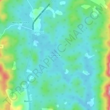 Convenção topographic map, elevation, terrain