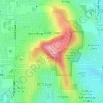 Rainbow Mountain topographic map, elevation, terrain