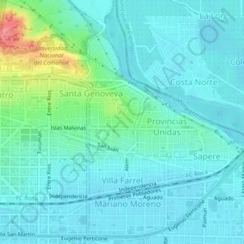 M56 topographic map, elevation, terrain