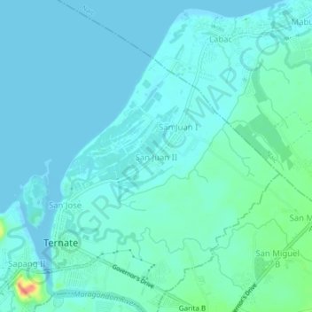 San Juan II topographic map, elevation, terrain