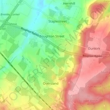 Hickmans Green topographic map, elevation, terrain
