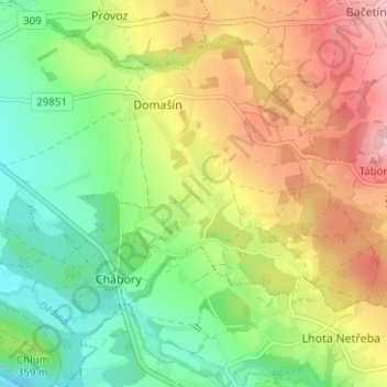 Miškov topographic map, elevation, terrain