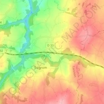 Coat An Parc topographic map, elevation, terrain