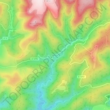 Authèze topographic map, elevation, terrain
