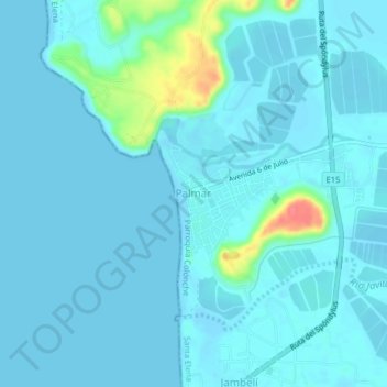 Palmar topographic map, elevation, terrain
