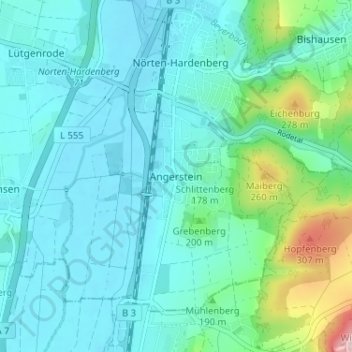 Angerstein topographic map, elevation, terrain