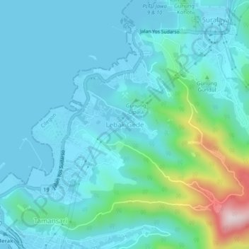 Lebak Gede topographic map, elevation, terrain