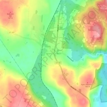 North Franklin topographic map, elevation, terrain
