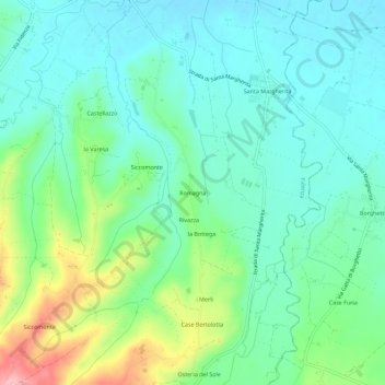 Romagna topographic map, elevation, terrain