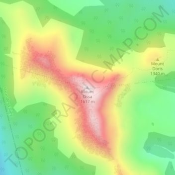 Mount Ossa topographic map, elevation, terrain