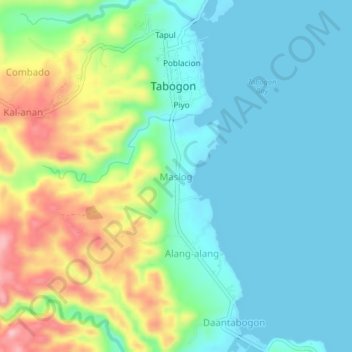 Maslog topographic map, elevation, terrain