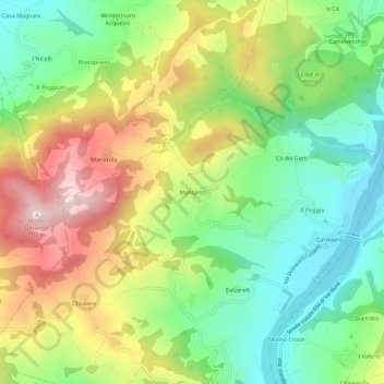 Mansano topographic map, elevation, terrain
