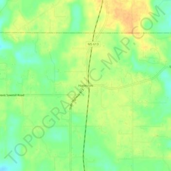 Harleston topographic map, elevation, terrain