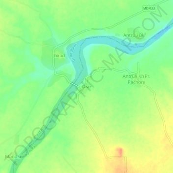 Ozar topographic map, elevation, terrain