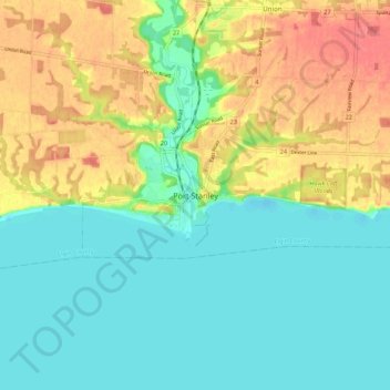 Port Stanley topographic map, elevation, terrain