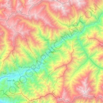 Bazarak topographic map, elevation, terrain