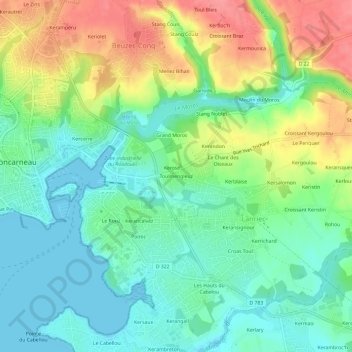 Toulmengleuz topographic map, elevation, terrain