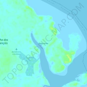 Bate-vento topographic map, elevation, terrain