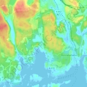 Bussemåla topographic map, elevation, terrain