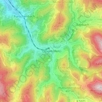 Ottenhöfen topographic map, elevation, terrain