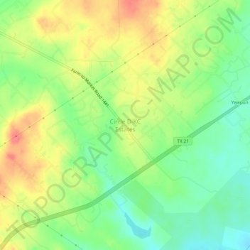 Circle D-KC Estates topographic map, elevation, terrain