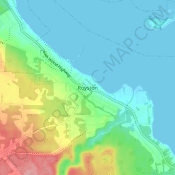 Royston topographic map, elevation, terrain