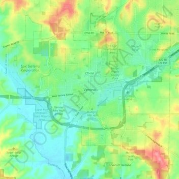 Verona topographic map, elevation, terrain