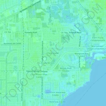 Palm Island topographic map, elevation, terrain