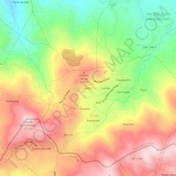 Chãos topographic map, elevation, terrain