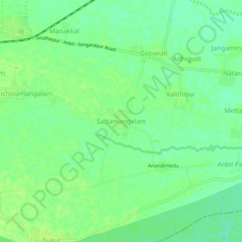 Sattamangalam topographic map, elevation, terrain