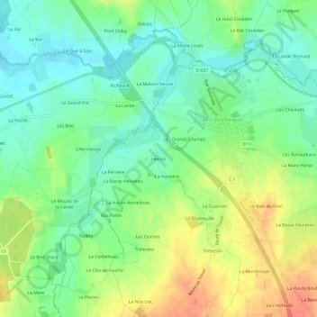 Hénon topographic map, elevation, terrain