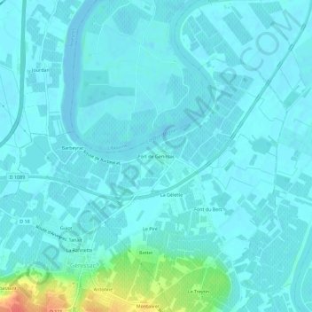 Port de Genissac topographic map, elevation, terrain