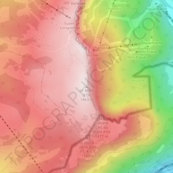 Le Mont d'Or topographic map, elevation, terrain