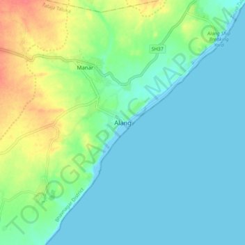 Alang topographic map, elevation, terrain