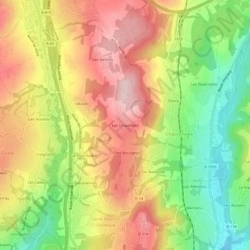 Les Chapalliers topographic map, elevation, terrain