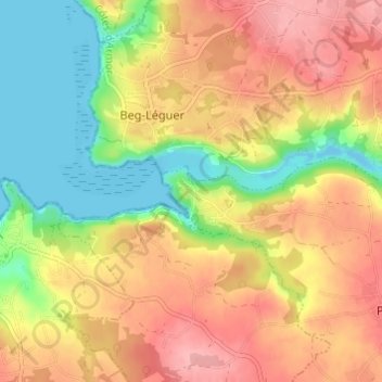 Le Yaudet topographic map, elevation, terrain