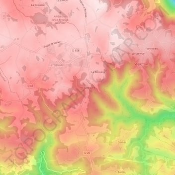 Beauregard topographic map, elevation, terrain