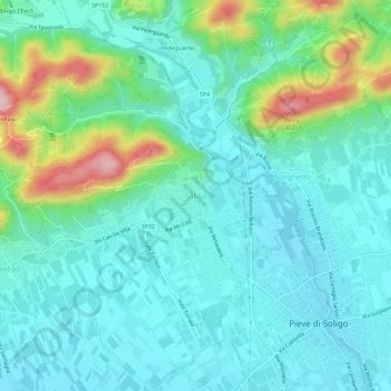 Soligo topographic map, elevation, terrain