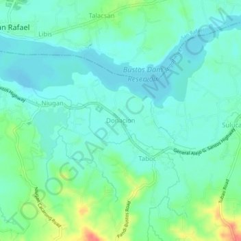 Donacion topographic map, elevation, terrain