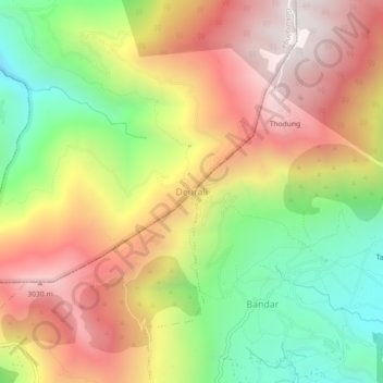 Deurali topographic map, elevation, terrain