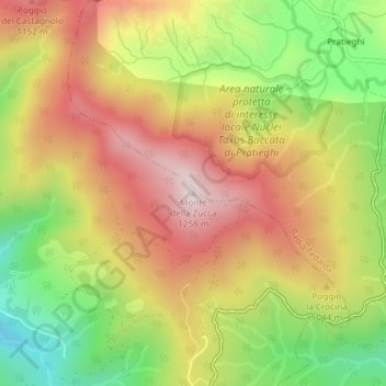 Monte della Zucca topographic map, elevation, terrain