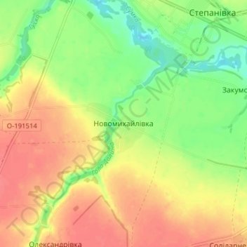 Novomykhailivka topographic map, elevation, terrain