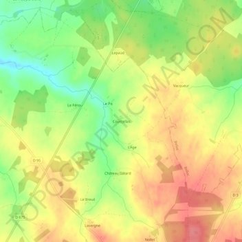Courcellas topographic map, elevation, terrain