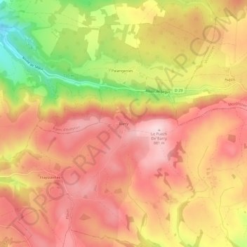 Barry topographic map, elevation, terrain