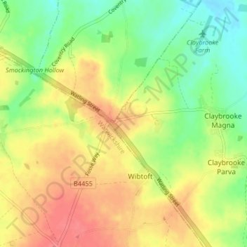 High Cross topographic map, elevation, terrain