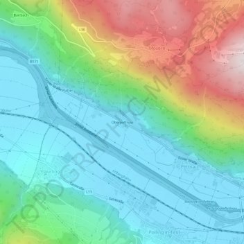 Oberpettnau topographic map, elevation, terrain