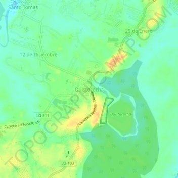 Quistococha topographic map, elevation, terrain