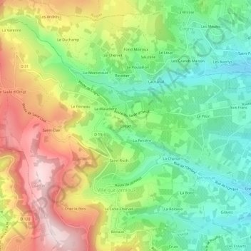 Cosset topographic map, elevation, terrain